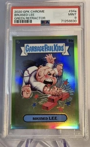 🤟 Bruised Lee #94a Green Refractor /799 - 2020 Garbage Pail Kids Chrome PSA 9 - Picture 1 of 5
