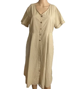 Vestido marrón para mujer XL básico midi bolsillos minimalista bolsillos con botones - Imagen 1 de 7