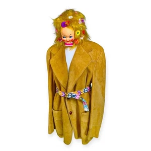 GIACCA PELLE SCAMOSCIATA VINTAGE ANNI 60 UOMO M HIPPIE BIKER MOD COUNTRY WESTERN COAT - Foto 1 di 12