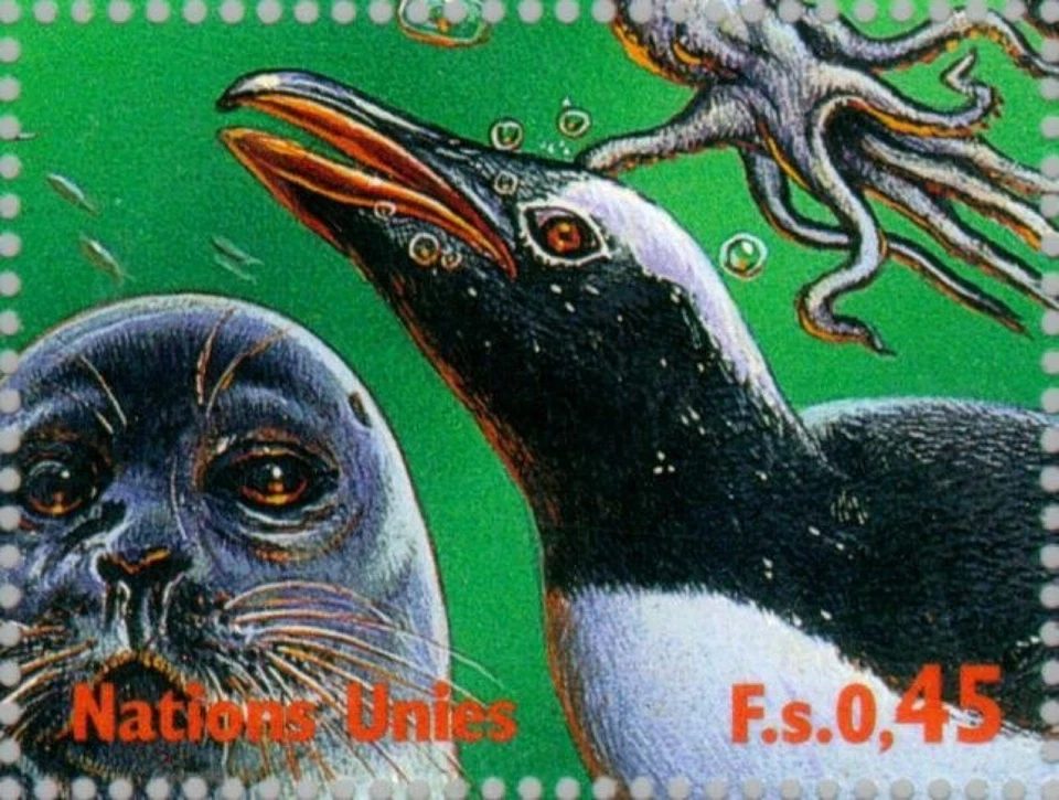 UN Geneva #Mi344 MNH 1998 Seal Phoca vitulina Gentoo Penguin Pygoscelis [322k] - Image 1 of 1
