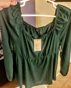 2XL grün Langarm BAUERNSCHULTERN Shirt dehnbares Material neu mit Etikett - Bild 1 von 4