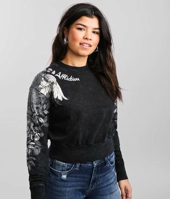 Y2K Affliction Live Fast Pullover Crewneck Sweatshirt - Womens Large - Black - Image 1 of 4