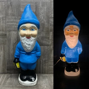 Vintage 1988 Union Products Blow Mold Gnome Elf Blue 18” Pre-Owned No Light  - Picture 1 of 22