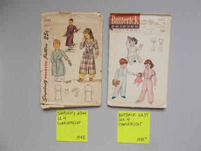 PR VTG PATTERN SIMPLICITY  #2544 & BUTTERICK #6237 KIDS SZ 4 P J'S ROBE SLIPPERS - Image 1 of 3