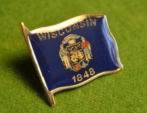 Wisconsin USA Bundesstaat Flagge WI Emaille Anstecknadel 1" tolle Farbdetails KOSTENLOSER VERSAND - Bild 1 von 6