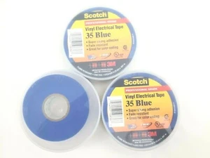Lot of 3 Rolls 3M 35 Blue 3/4" x 66 ft Vinyl Electrical Phase Tape - Picture 1 of 6