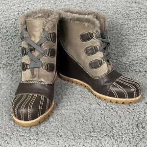 UGG Alasdair Leather Suede Sheepskin Wedge Winter Snow Lace Up Ankle Boots Sz 7 - Picture 1 of 17