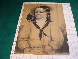 early print of sailor boy, pre 1900's undated, stained, but early - Picture 1 of 5