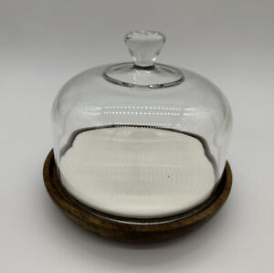 Vintage glass dome/cloche with wooden tray made in Japan READ DESCRIPTION