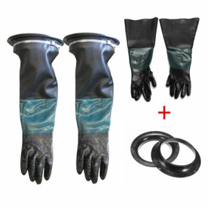 1 Pair Heavy Duty Sandblasting Gloves For Sand Blast Cabinet Holder Clamps - Picture 1 of 7