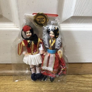 2 x Small Vintage Greek Sourvenir Costume Dolls - Picture 1 of 5