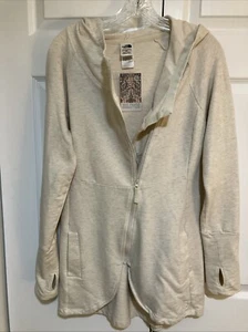 The North Face Longjacke Damen Gr. M beige creme asymetrischer Reißverschluss Kapuze Yoga - Bild 1 von 19