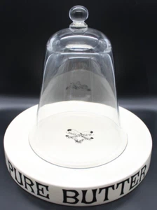VTG DAIRY SUPPLY Co PURE BUTTER English Ironstone Advertising SLAB w/ Glass Dome - Picture 1 of 10