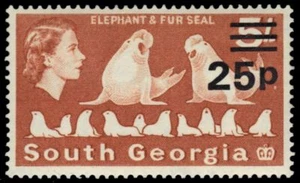 SOUTH GEORGIA 29 (SG30) - Elephant and Fur Seals "Provisional" (pa83274) - Picture 1 of 1