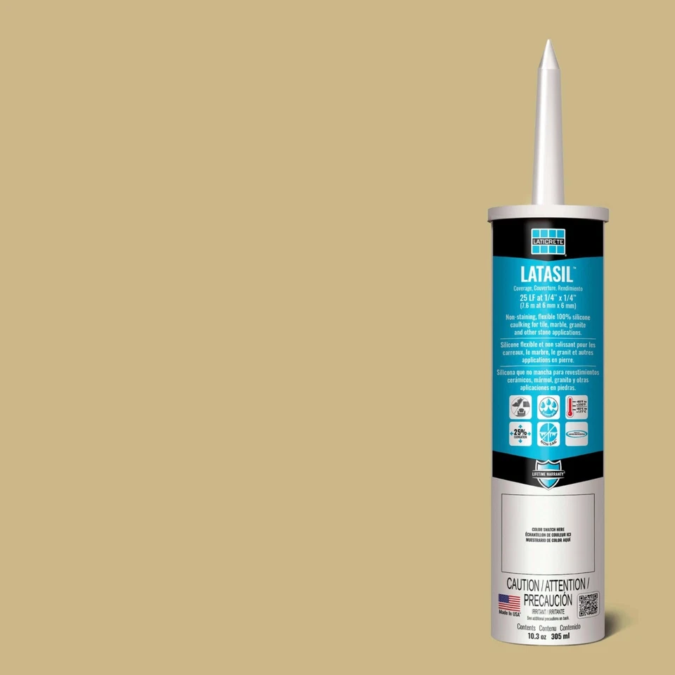 Laticrete Latasil Silicone Sealant & Caulk, Toasted Almond - 10.3 oz