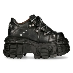 New Rock Stiefel M-TANK120N Unisex Schwarz 100% Leder Goth Plateau Punk Metal - Bild 1 von 8