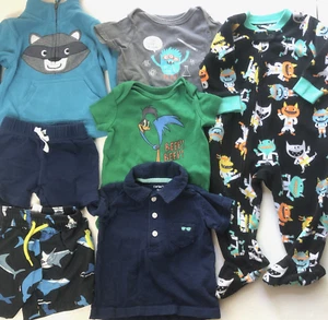 Mixed Clothes Lot Baby Boy 6M Multicolor Top Pants Pajamas Swimsuit 7 Pieces - Picture 1 of 9