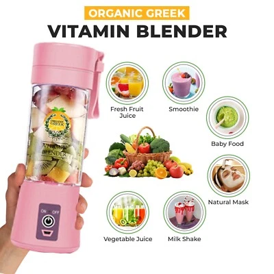 Licuadora y exprimidor portátil Vitamin Blender® hojas de acero orgánico griego sin BPA Foto 1 de 4