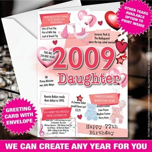 Personalisierte Geburtstagskarte Tochter 2009 16. UK Fakten 16 Jahre JEDES ALTER 083 - Bild 1 von 8