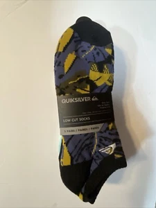 Quicksilver Low Cut Socks 5 Pair Men's 6-12 Black & Multicolor w Mixed Logo - Picture 1 of 13