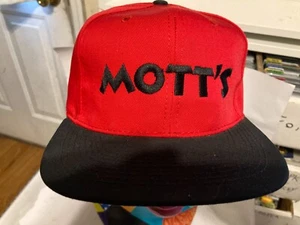 Vintage 90's Mott’s Applesauce Trucker Hat Red Stitched Logo SnapBack dead stock - Picture 1 of 11