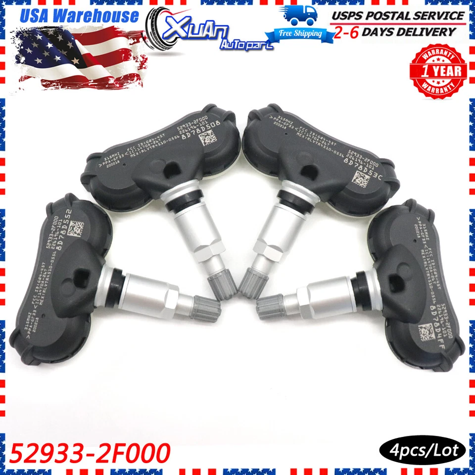 4x TPMS TIRE PRESSURE SENSOR 52933-2F000 for Hyundai Tucson Kia Rio 315Mhz 06-14 - Image 1 of 4