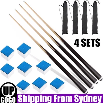 4x Snooker Cues With 9.5mm Tip Set 57'' Two-Piece Billiard Cue House Cue Sticks - image 1 of 4