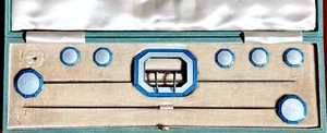 EDWARDIAN STERLING GUILLOCHE LEVI & SALAMAN BOX SET: HINGED HAT PINS, MORE E141 - Picture 1 of 24