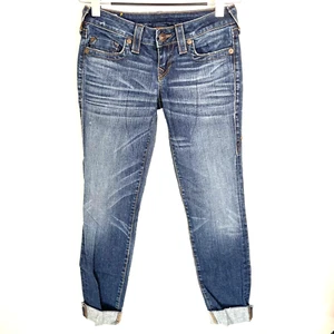 TRUE RELIGION STELLA Cuffed Jeans Womens Size 26 Blue Denim - Picture 1 of 10