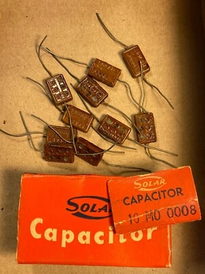 Caja de 10 Condensadores Solares NOS Vintage .0008 uf Mica "Domino" 800 pf PRUEBA BUENA Foto 1 de 4