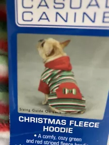 Casual Canine Christmas Fleece in XXSmall. Red and Green striped hoodie NWT - Picture 1 of 12