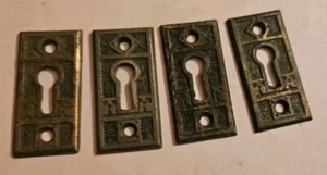(4pcs) Eastlake Door Hardware Antique Victorian Cast Iron Key Hole Plates LOT - Picture 1 of 6