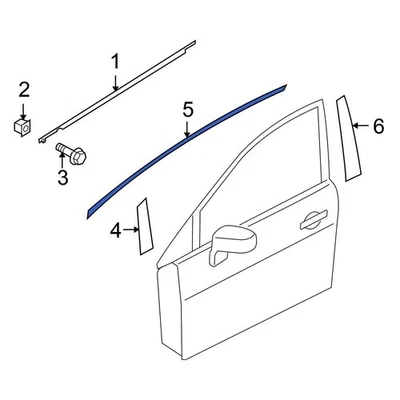 For Nissan Versa 2007-2012 Nissan 80817EL000 Front Left Upper Black Out Tape Foto 1 de 2