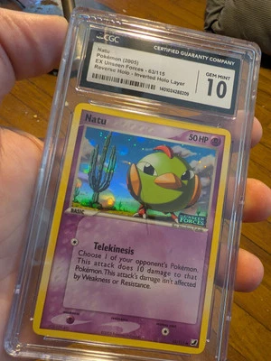 TOP POP 19) CGC 10 GEM MINT Natu Holo ERROR 63/115 EX Unseen Force Stamp Pokémon - Image 1 of 4