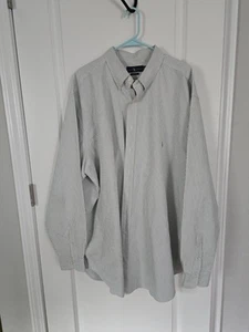 Ralph Lauren Classic Fit Green White Striped Shirt Men Size 3XLT Long Sleeve - Picture 1 of 5