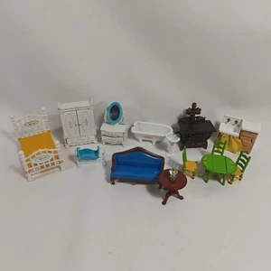 Vintage 1980 Mattel The Littles Die Cast Metal Dollhouse Furniture Lot 15 Pieces - Picture 1 of 16