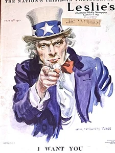 1917 UNCLE SAM I Want You Leslie's Illustrated Magazine J M Flagg 250th USA 2026 - Bild 1 von 10