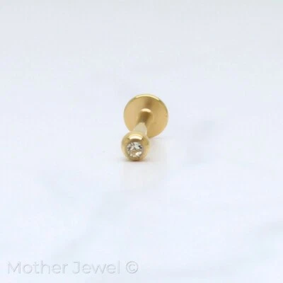ORO AMARILLO 14G IP DIAMANTE SIMULADO BARRA DE 10 MM TRAGUS HÉLICE CUERPO TACHUELAS LABRET Foto 1 de 3
