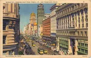 Postkarte California Market St Looking East Cable Cars Humbolt Bank - Bild 1 von 2