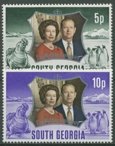 Südgeorgien 1972 Silberhochzeit des Königspaares 43/44 postfrisch - Bild 1 von 1