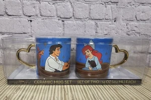 Set 2 Disney Ariel Eric 14-Ounce Heart-Shaped Handle Ceramic Mugs Gift NEW LOVE - Picture 1 of 12
