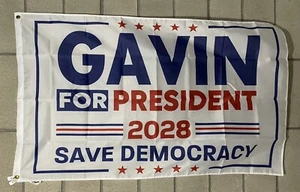 Gavin Newsom President 2028 Flag FREE USA SHIP Vote Democrat Liberal Sign 3x5' - Picture 1 of 1