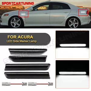 White LED Side Marker Lights For 04-08 Acura TL "Type S " Smoked Lens Front Rear - Picture 1 of 8