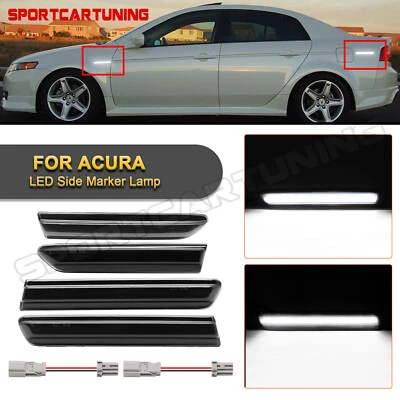 White LED Side Marker Lights For 04-08 Acura TL "Type S " Smoked Lens Front Rear - Image 1 of 4
