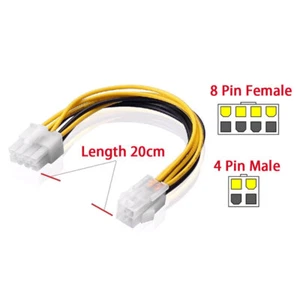 4 Pin Male to 8 Pin CPU Power Supply Adapter Converter ATX Cables 12V, - Bild 1 von 12