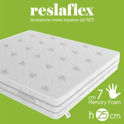 Materasso Matrimoniale Memory Foam 25 Cm 7 cm Memory Antiacaro misura 160x190 - Immagine 1 di 4