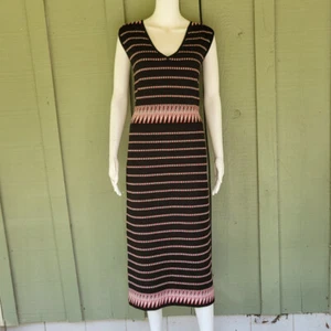 New ISSA London Black Striped Knit Dress Large L - Picture 1 of 5