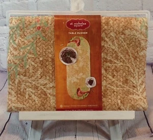 Yute trenzado cardinal rojo y natural Corredor Navidad 13"" x 36"" ovalado NUEVO - Imagen 1 de 6