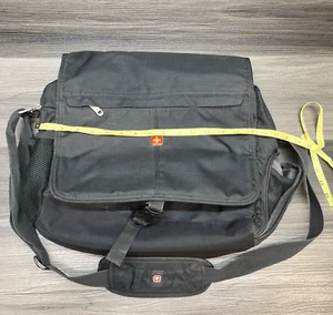 Wenger Swiss Gear Messenger Bag Black With Shoulder Strap - Picture 1 of 8
