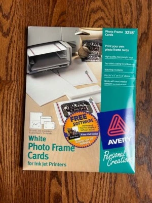 Impresoras de inyección de tinta 3258 tarjetas con marco de fotos Avery 15 invitaciones blancas + sobres Foto 1 de 2